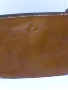 Patricia Nash Cassini Tan Leather Clutch with Wristlet Leather Strap